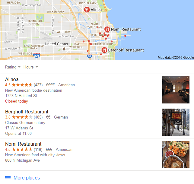 Google Local SEO: Search result for regional companies