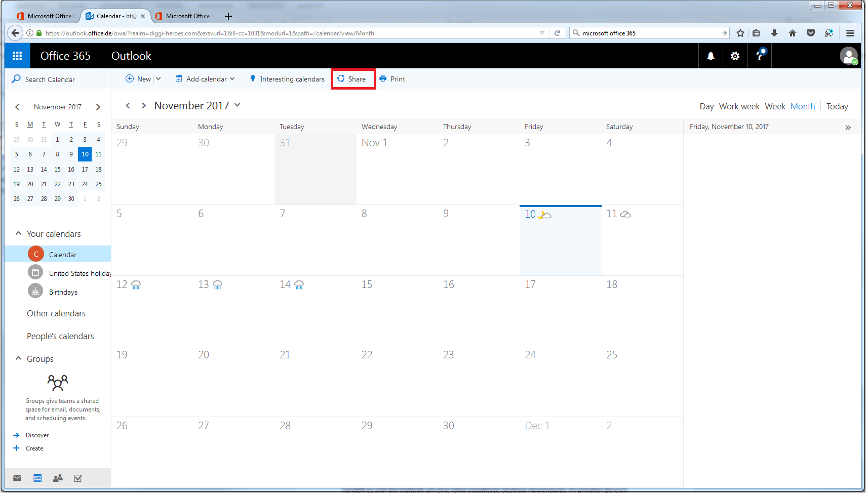 Sharing Outlook Calendars IONOS