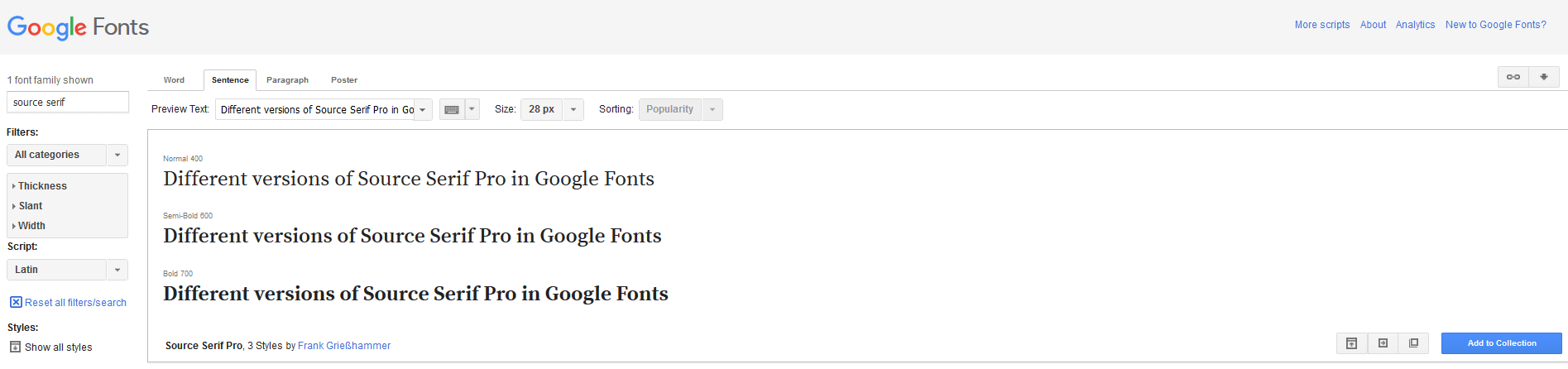 Different versions of Source Serif Pro in Google Fonts
