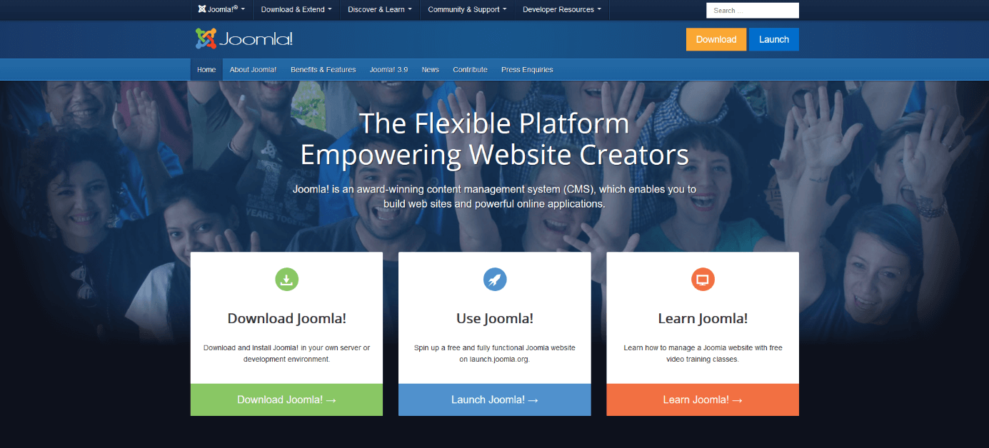 Homepage of the open source CMS project Joomla!