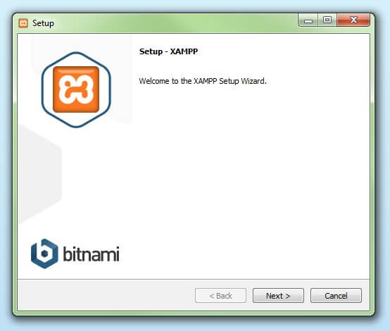 Startup screen of the XAMPP Setup Wizard