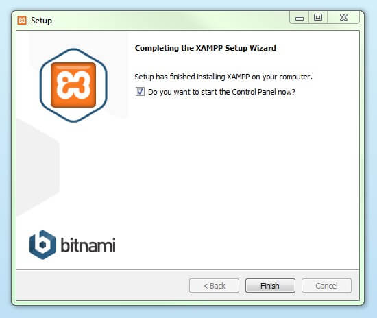 XAMPP installation completed