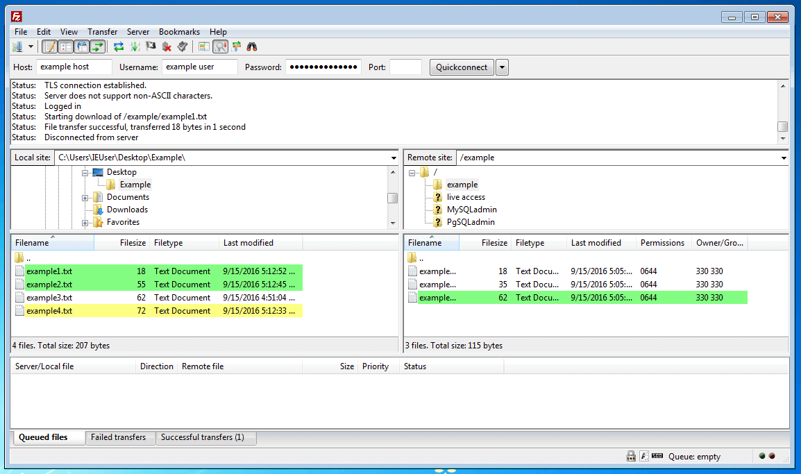 FileZilla directory comparison