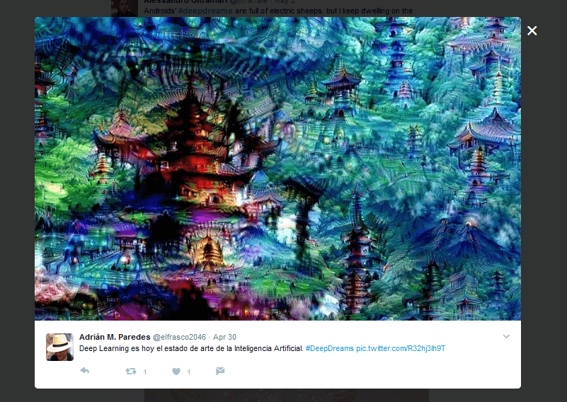 Screenshot of a Tweet with an image that was created by Google’s AI Inception.
