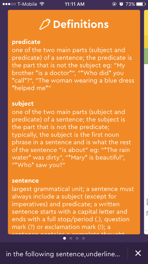 Screenshot of Socratic giving a definition of the term predicate