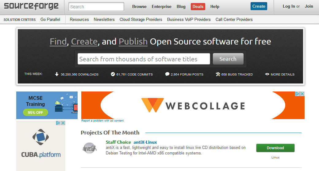 SourceForge home page