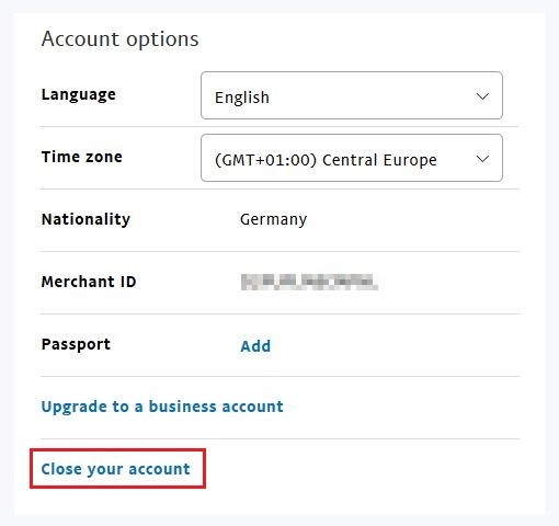 PayPal personal account settings