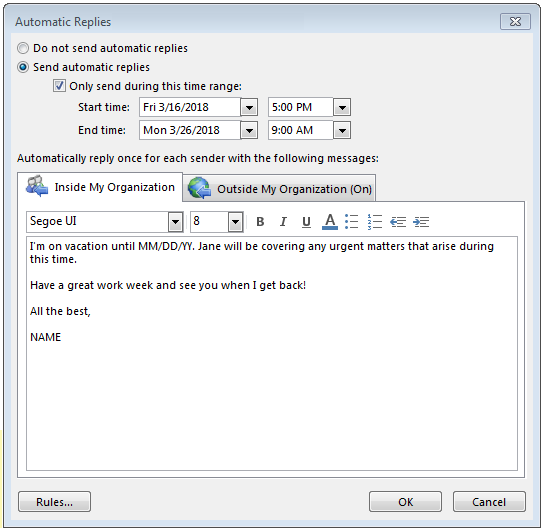 Here S How To Set Up An Out Of Office Message In Outlook Ionos