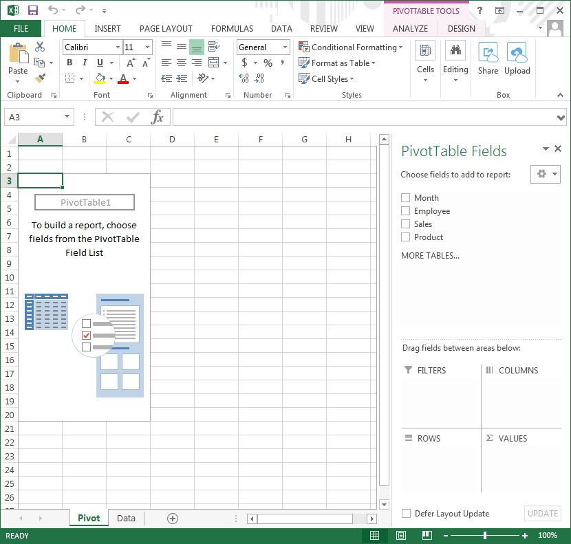 Empty pivot table in Excel