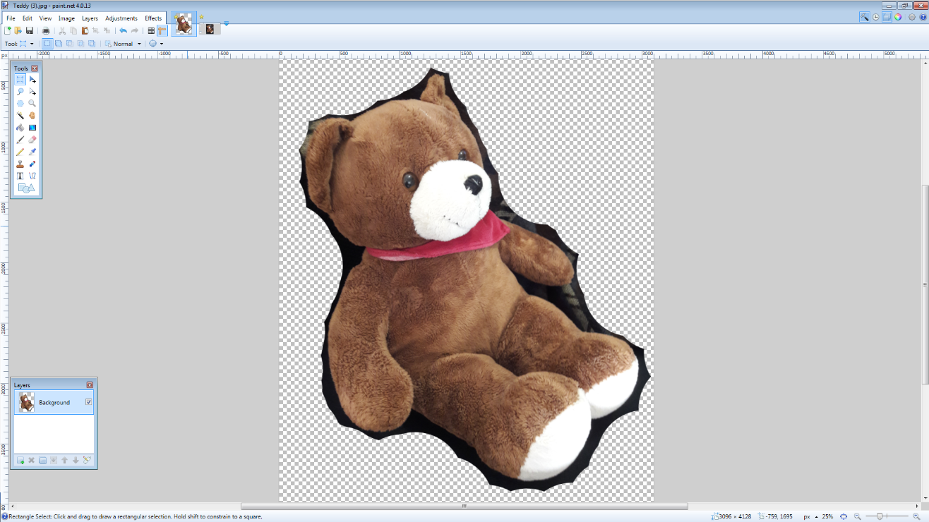 Paint.NET: erased background around the object