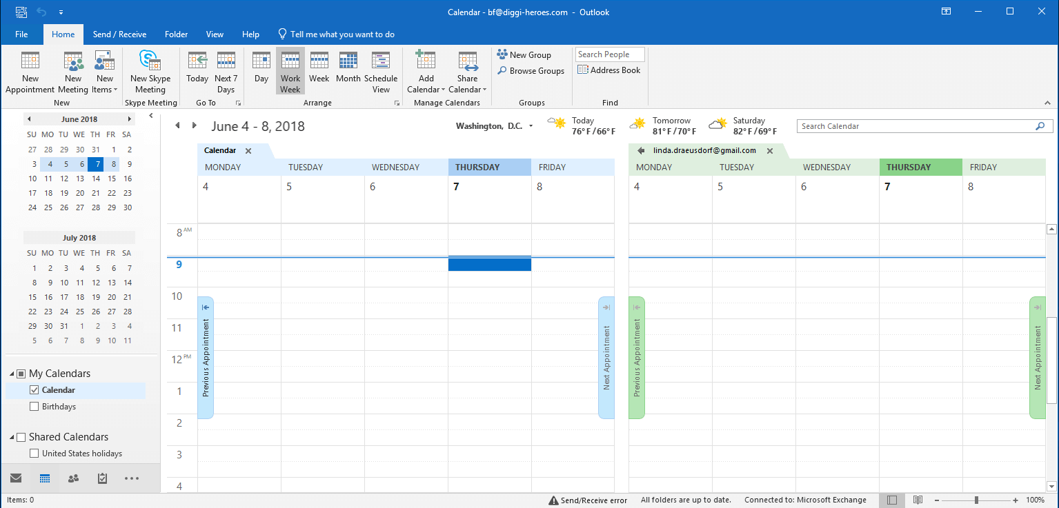 Retrieve Google Calendar from your Outlook calendar
