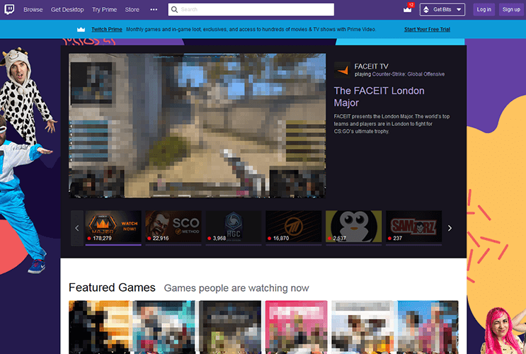 Screenshot of Twitch’s site Screenshot of Twitch’s site