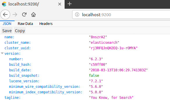 Display Elasticsearch information on the localhost