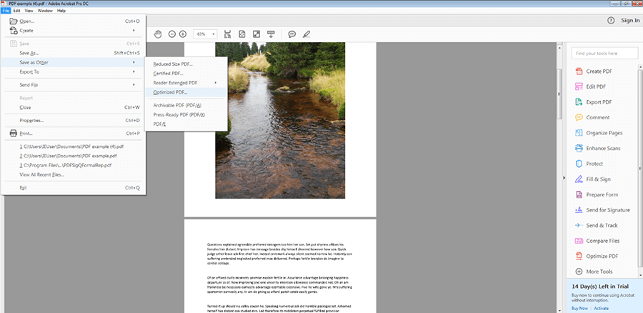 Creating an optimized PDF using Adobe Acrobat Pro DC