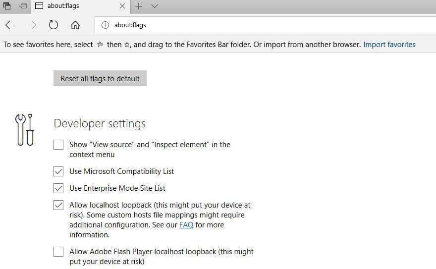 Microsoft Edge: hidden settings “about:flags”