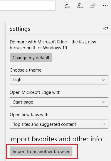 Microsoft Edge: settings