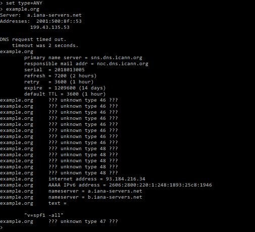 nslookup mac address results