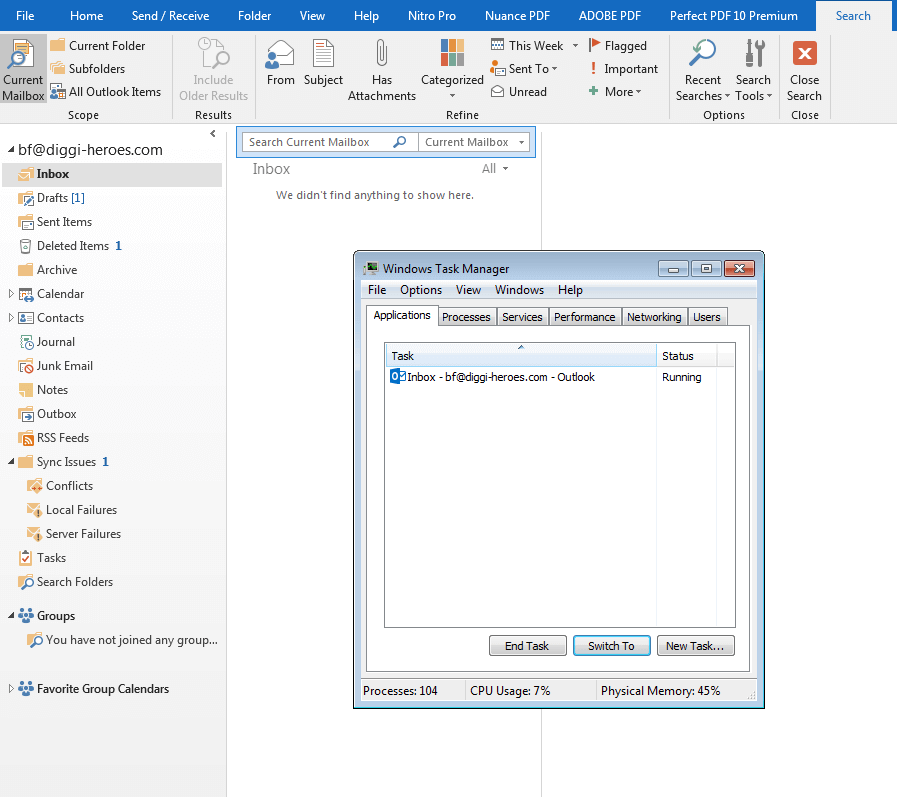 Ending Outlook with Task Manager