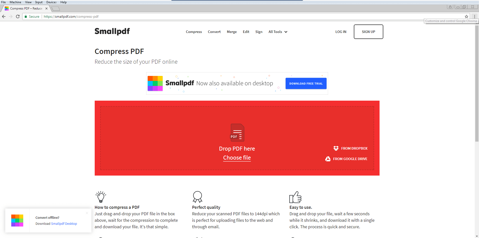 SmallPDF compress PDF user platform