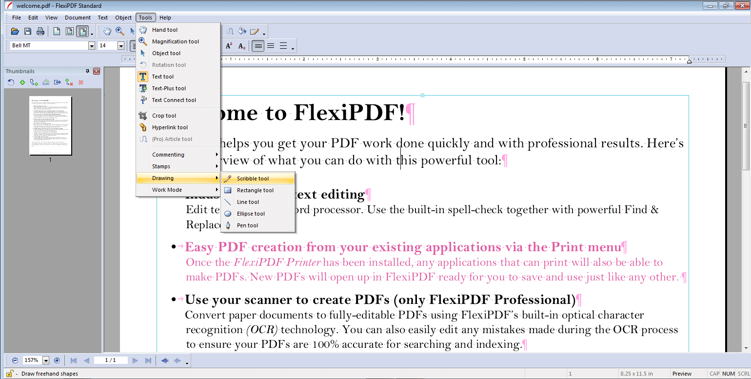 Tool selection in FlexiPDF