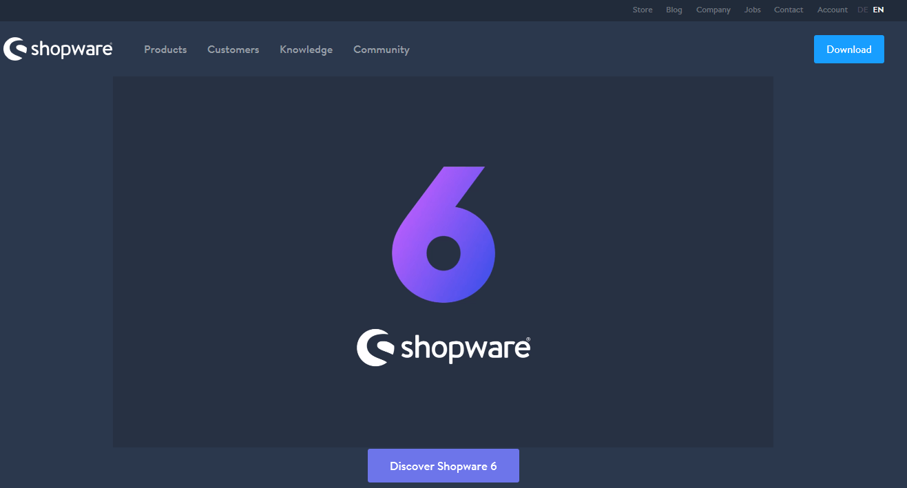 Website of the Shopware software project