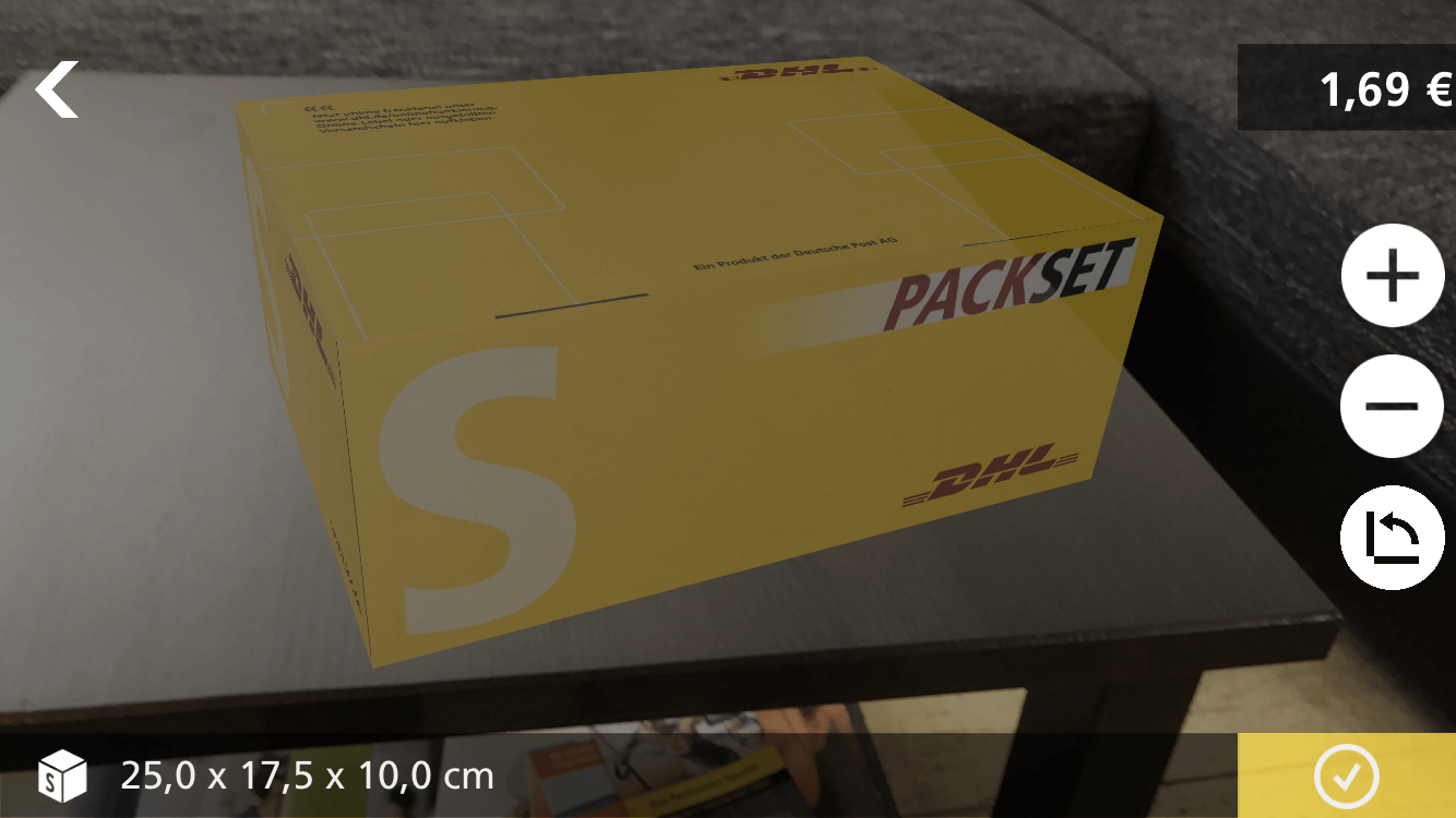 DHL Packset app: Virtual Packset box "S"