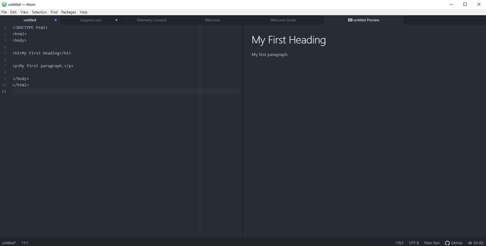 Atom: document view and live preview
