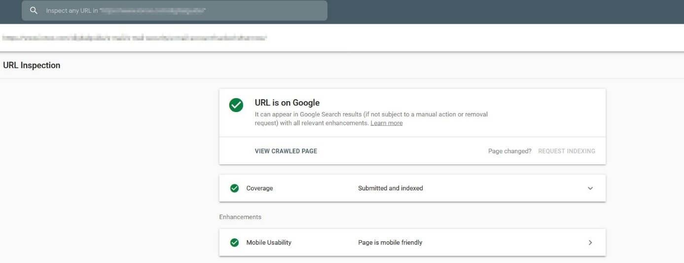 URL checking with Google Search Console