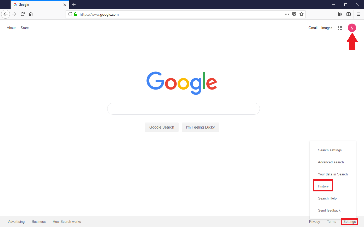 Google search engine homepage.