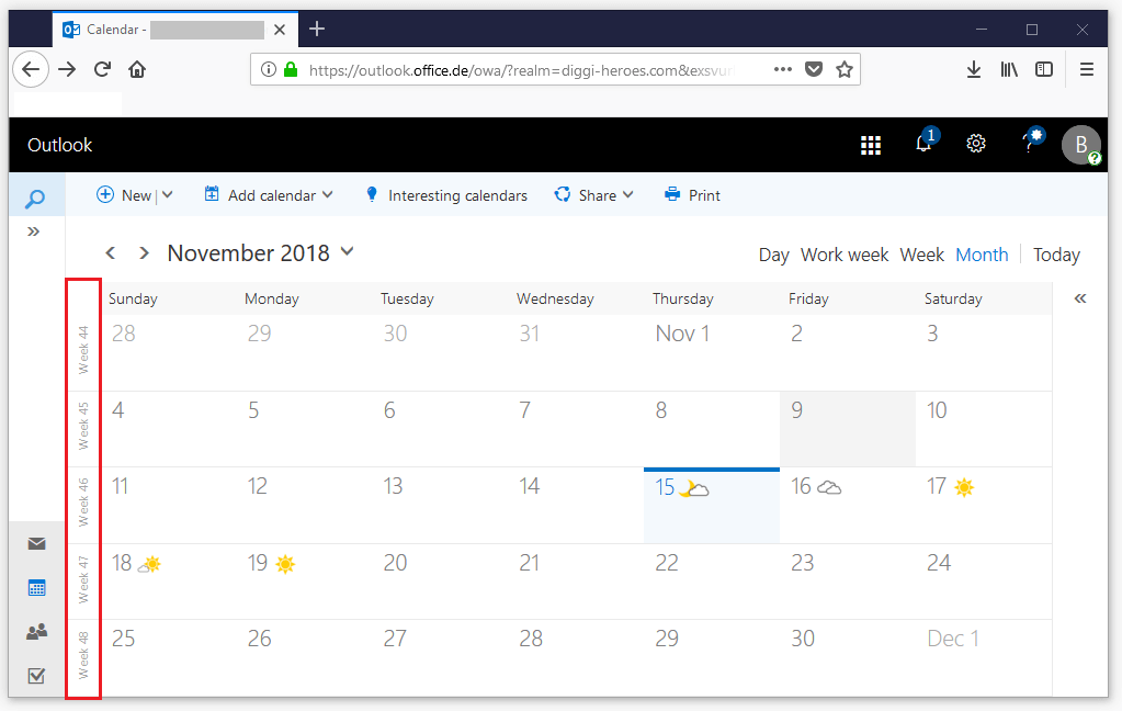 Outlook 365 Calendar Week Number AMISOQ