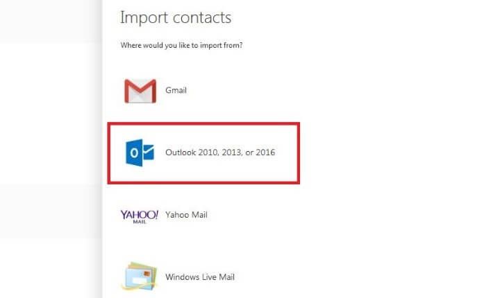 Import contacts in Outlook on the web