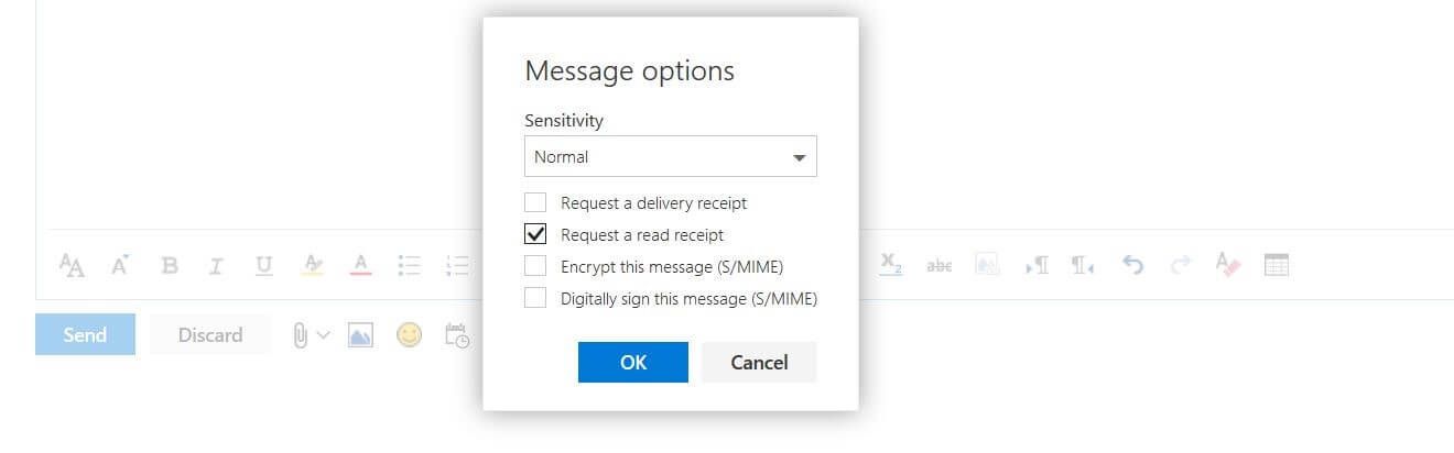 Outlook Web: Message options