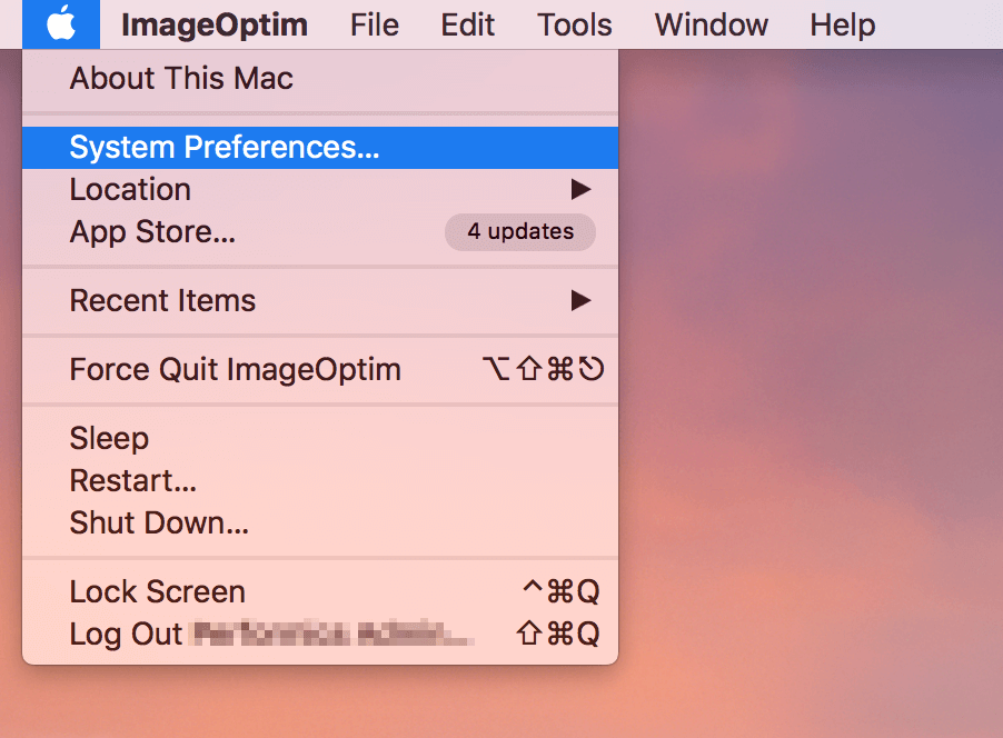 macOS: System menu