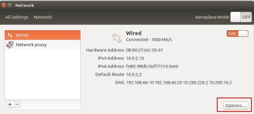 Network settings in Ubuntu