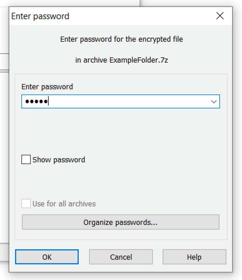 Password prompt when opening an encrypted 7z file