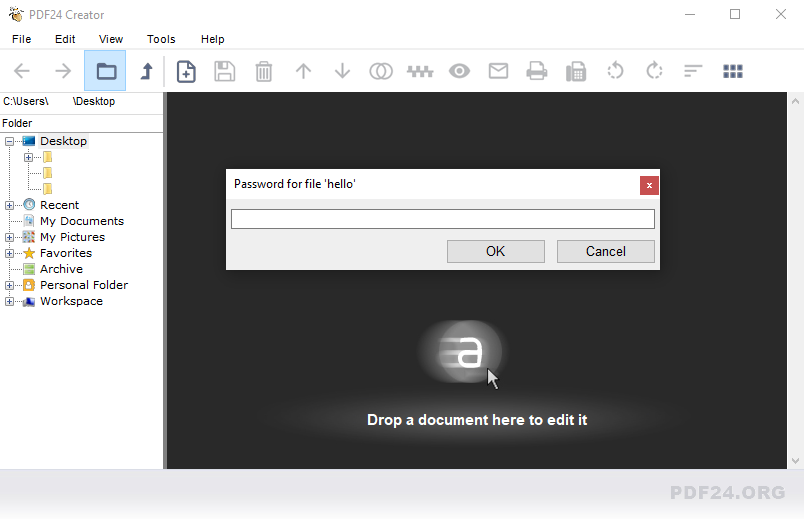 PDF24 Creator: Password prompt during a PDF import