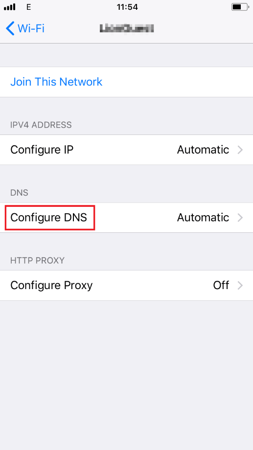 Wi-Fi settings in iOS