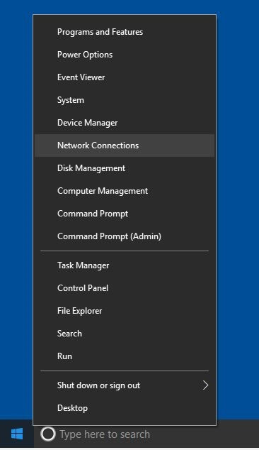 Windows 10: Quick menu