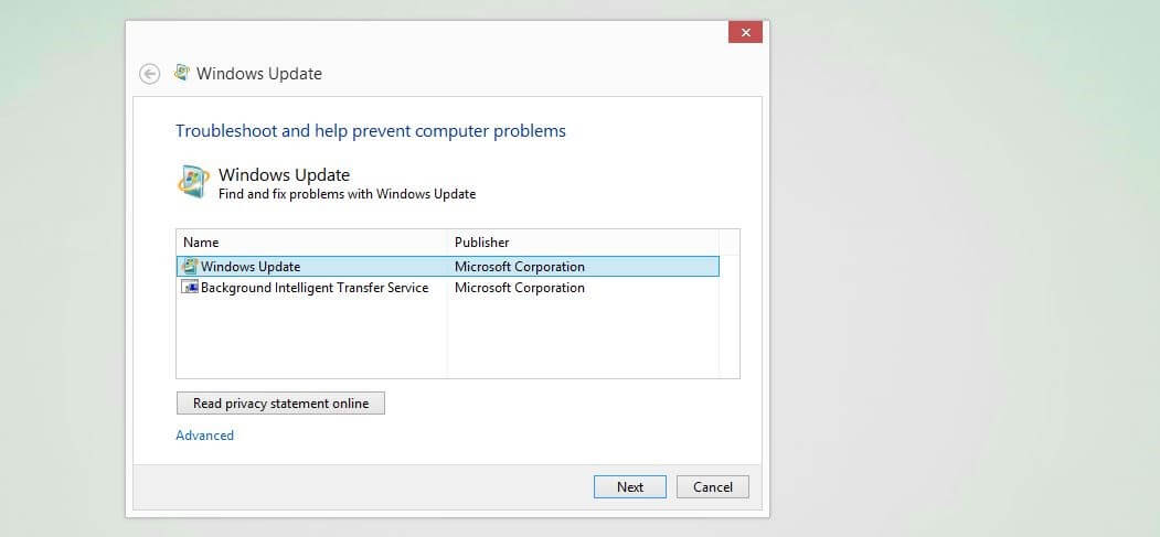 Windows Update Troubleshooter in Windows 10