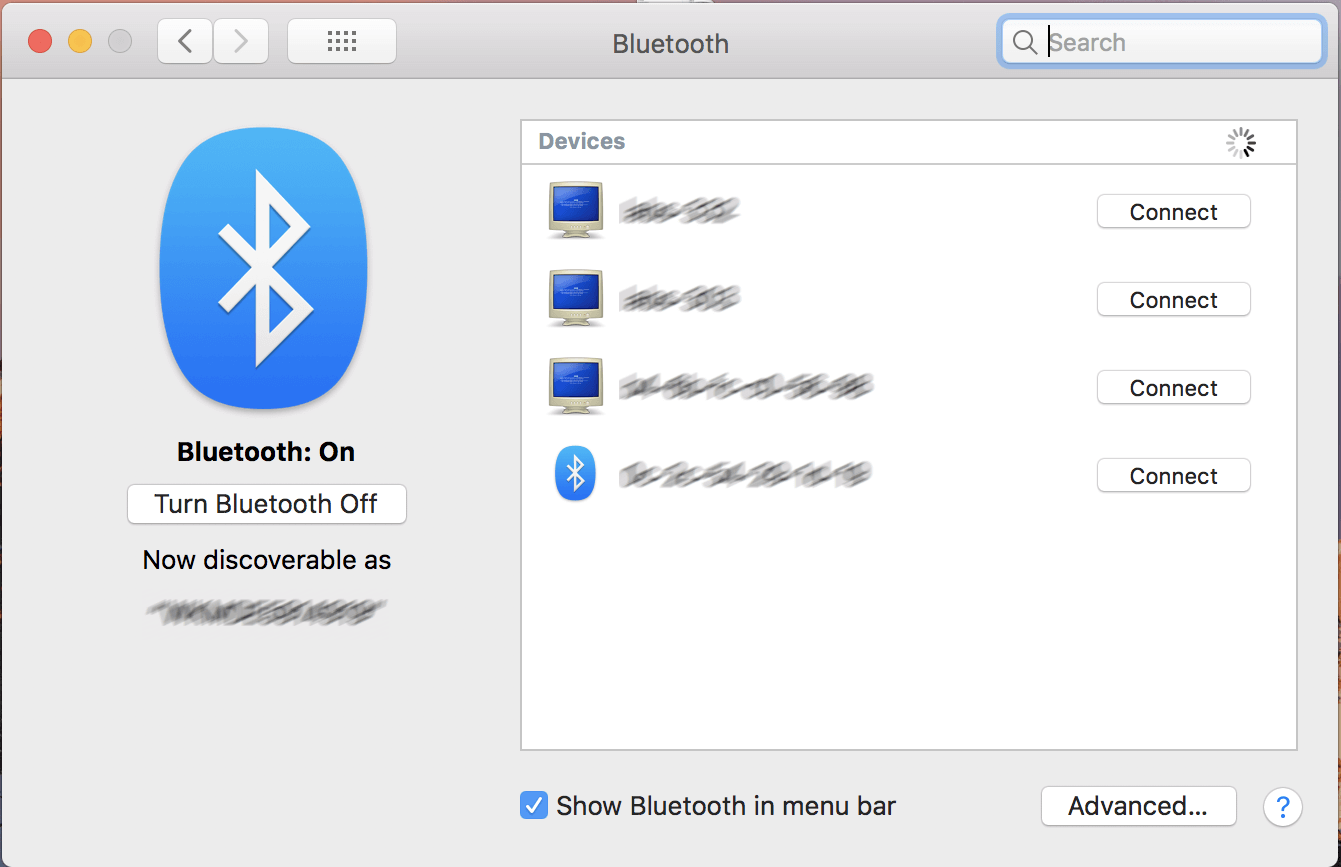 Bluetooth preferences in macOS