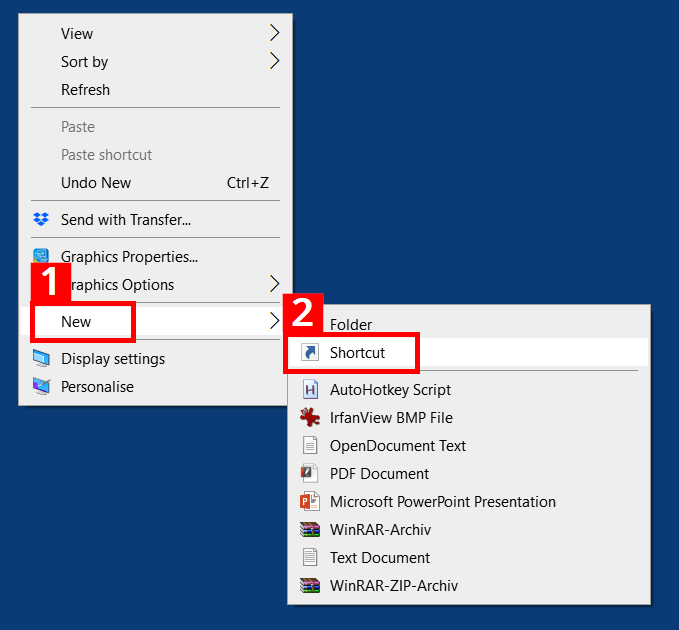 Creating a context menu shortcut Creating a context menu shortcut