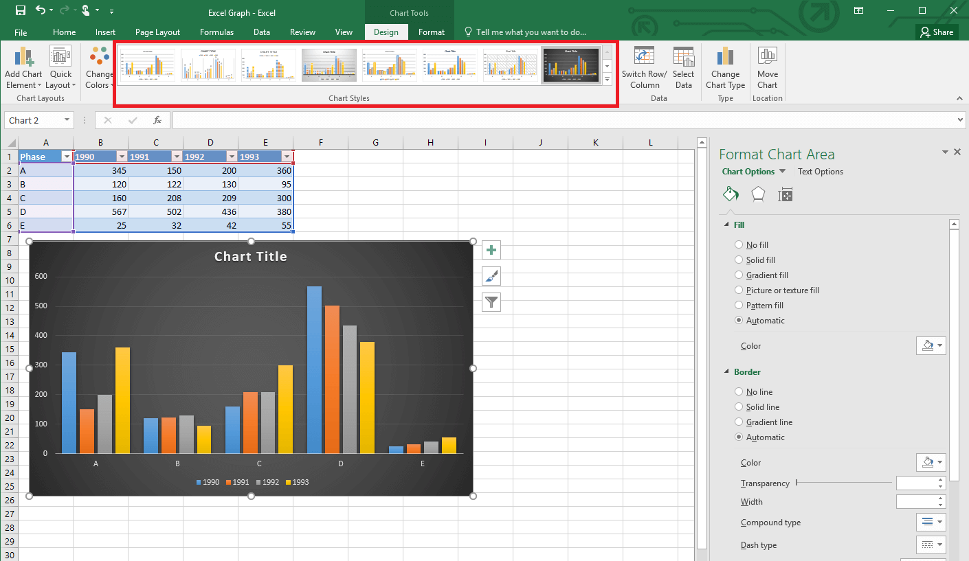 how to make a graph presentation in excel