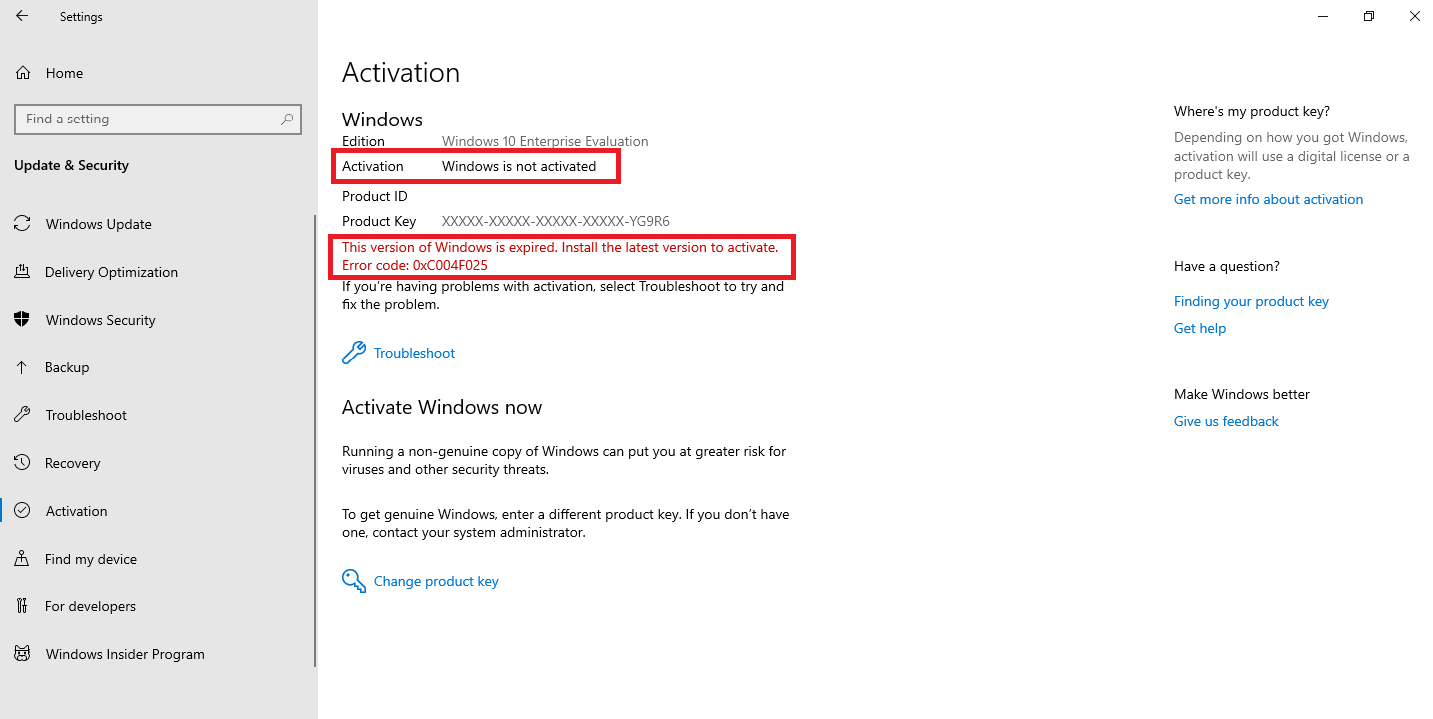 Windows 10: Activation information