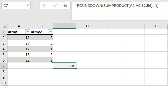 ROUND and SUMPRODUCT in one formula