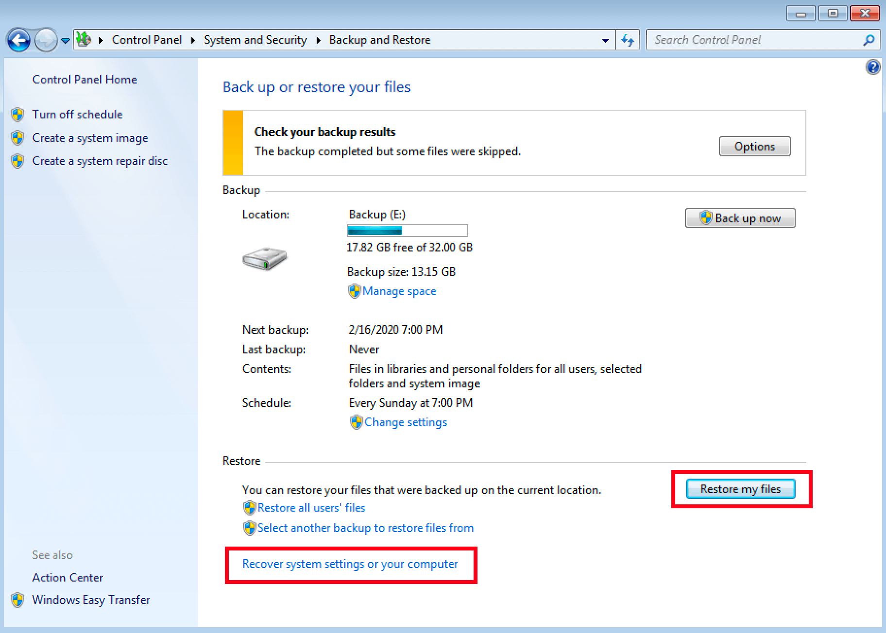 how to backup the files in windows 7