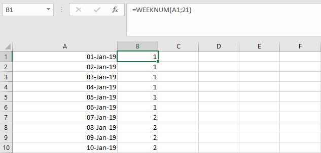 Calendar in Excel with week numbers