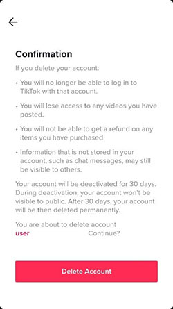 How to delete a TikTok account