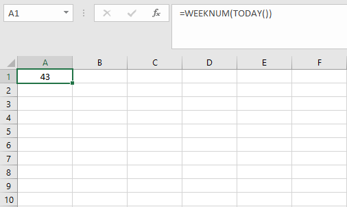 Excel formula for the current week number