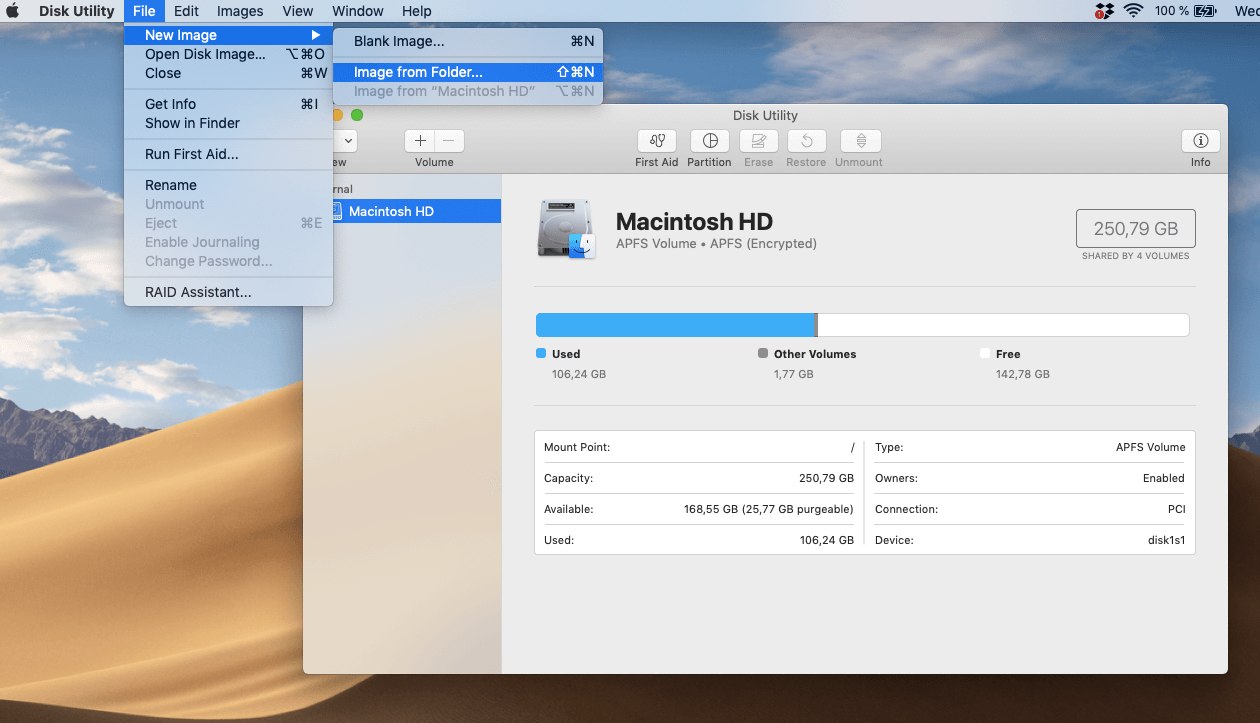 Create a new image in Disk Utility