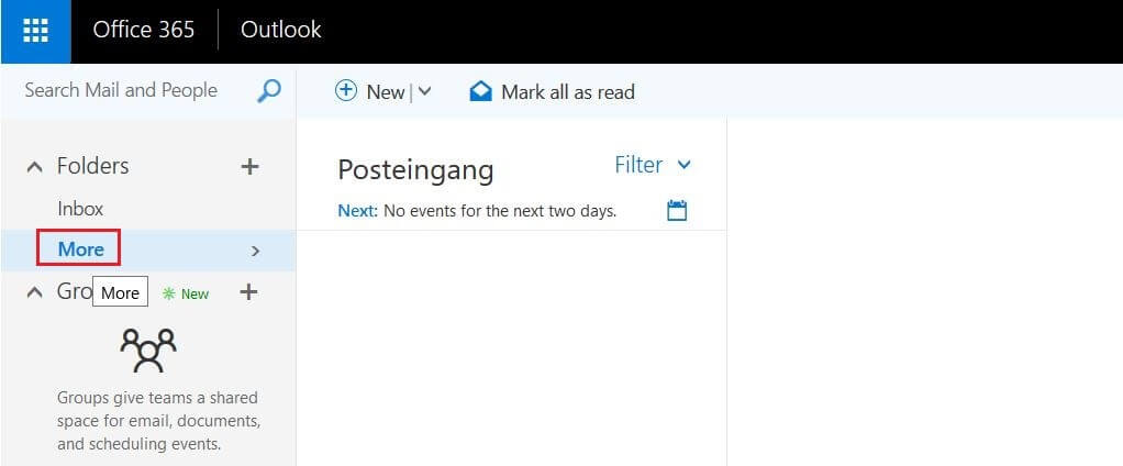 Outlook on the web: Compressed folder and group overview